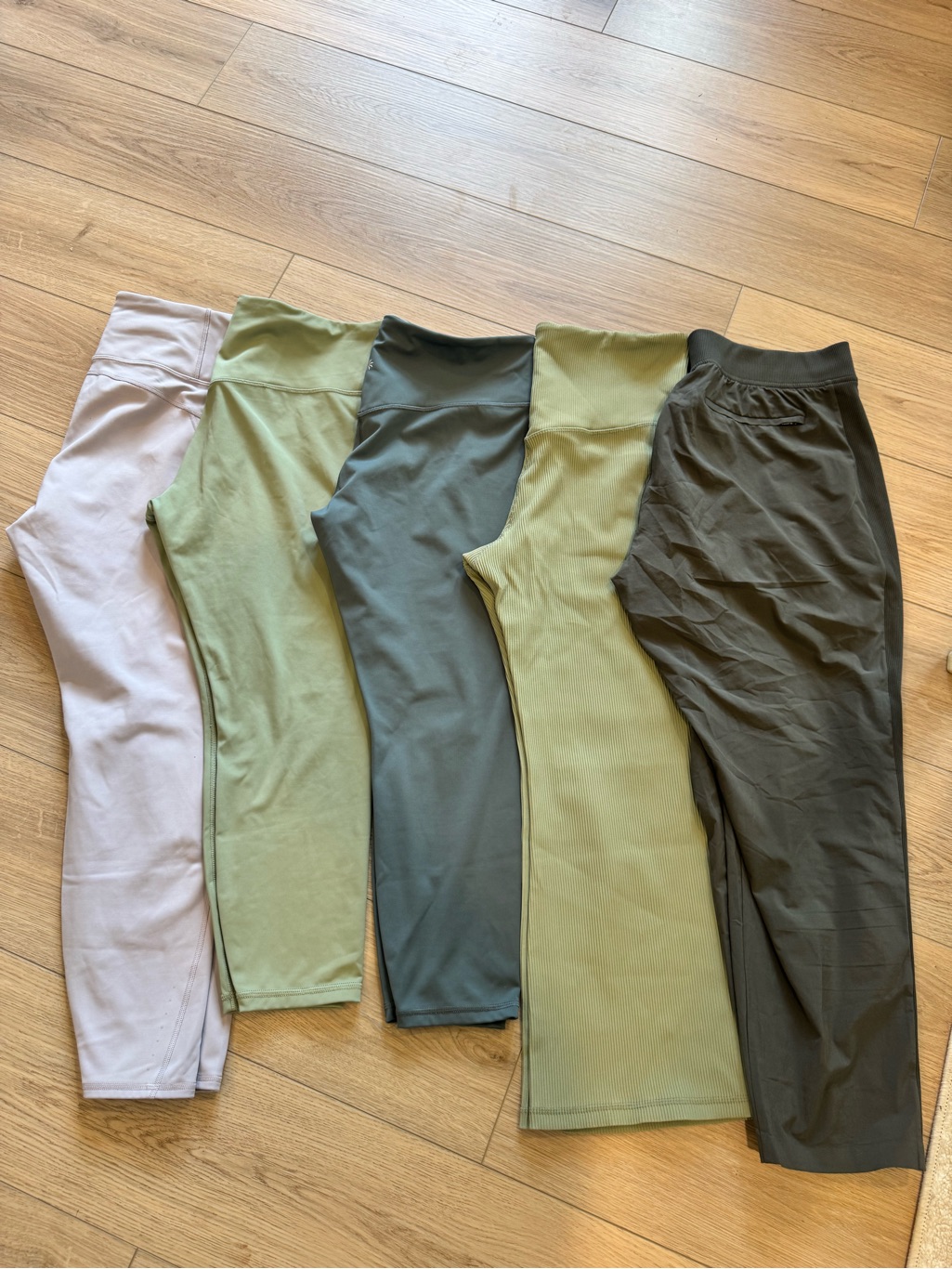 Athleta Women's Leggings Assorted Greens & Light Gray Set